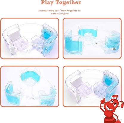 NAVADEAL Ant Farm Castle 2.0 with Connecting Tube, Ant Habitat Science Learning Kit, Best STEM 2021 Educational Kids Toy, Study Insect Behavior at Home & School, Plant Based Blue Gel 3D Maze Ecosystem
