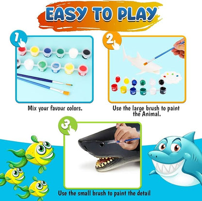 FUNZBO Shark Toys Painting Kits for Kids Ages 4-8, Arts and Crafts for Kids with Art Supplies, Sea Animal Creatures Ocean Fish Toys for Toddlers Boys Girls Ages 3-12 Birthday Gift