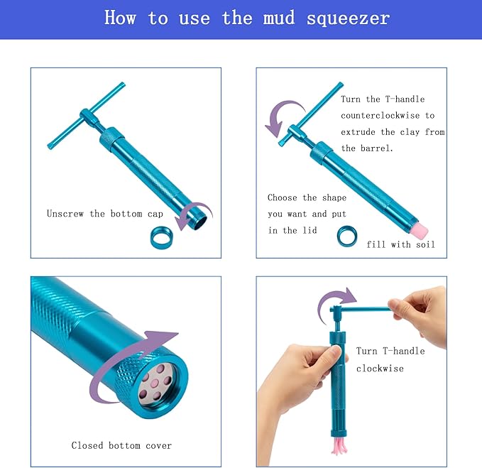 Stainless Steel Clay Extruder Sugar Paste Extruder Cake Fondant Decorating Tool Set Ceramics & Pottery Clay Extruders Mixers & Presses (Blue)