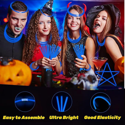 75 Glow Sticks Bracelets and Necklaces, 8'' Glowsticks Bulk Pack Bright Glow in the Dark Party Supplies for Kids (Blue)
