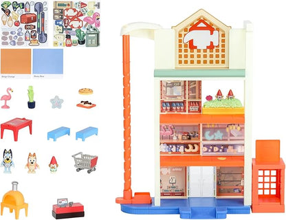 Bluey Hammerbarn Shopping Playset, 4 Level, 22" Tall Playset with Working Lift and Trolley Return, Including Lights and 45+ Sounds