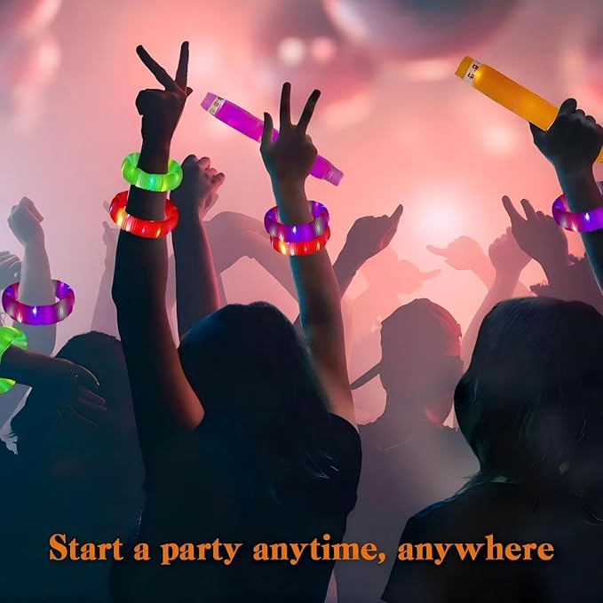 Light Up Glow Necklaces Bracelets Party Favors Accessories for Toddlers, Glow Sticks Pop Tubes for kids, Glow Birthday Camping Wedding Party Supplies Decorations for Boys Girls (Blue 6-pack)