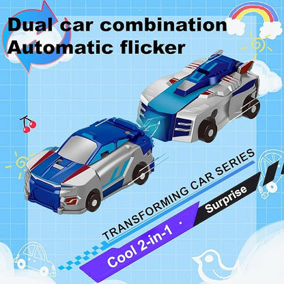 Aimery Collision Transforming Dinosaur Car Toy, 2 Magnetic Cars Convert into Dinosaur Toys,Dino Robot Toy, Boys Toys,Kids Toys, Party Birthday for Kids (Blue)