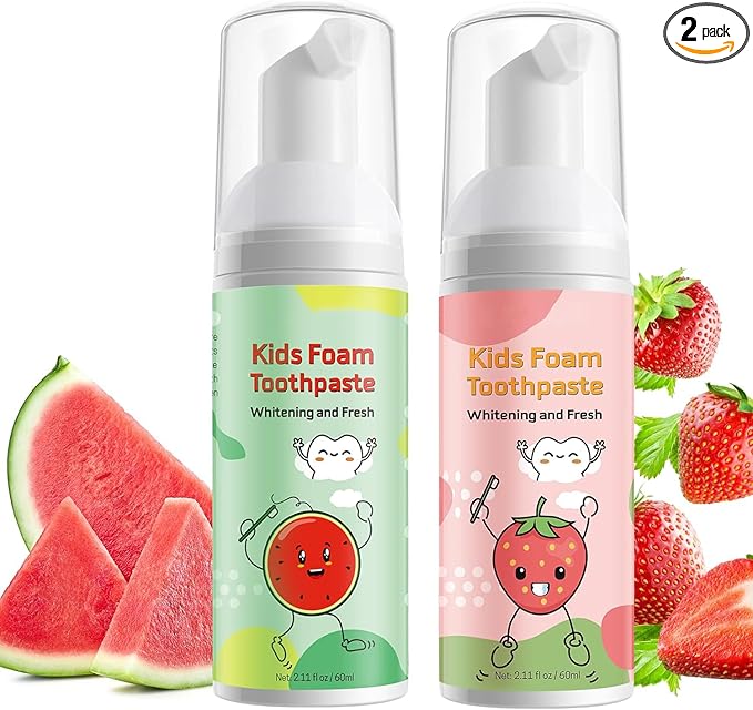 Foam Toothpaste Kids,Foaming Toothpaste Kids for U Shape Toothbrush,Natural Formula Toothpaste,Travel Friendly,Deeply Cleaning Gums,Kids Oral Care Toothpaste,2PCsx60ml