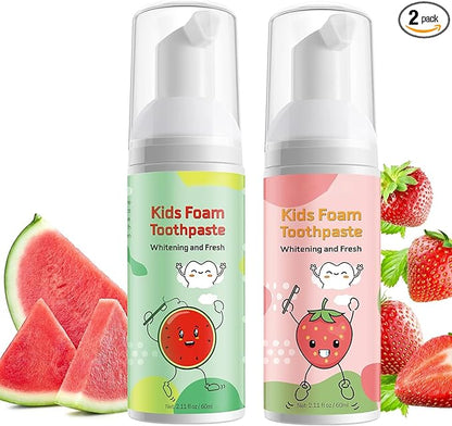 Foam Toothpaste Kids,Foaming Toothpaste Kids for U Shape Toothbrush,Natural Formula Toothpaste,Travel Friendly,Deeply Cleaning Gums,Kids Oral Care Toothpaste,2PCsx60ml