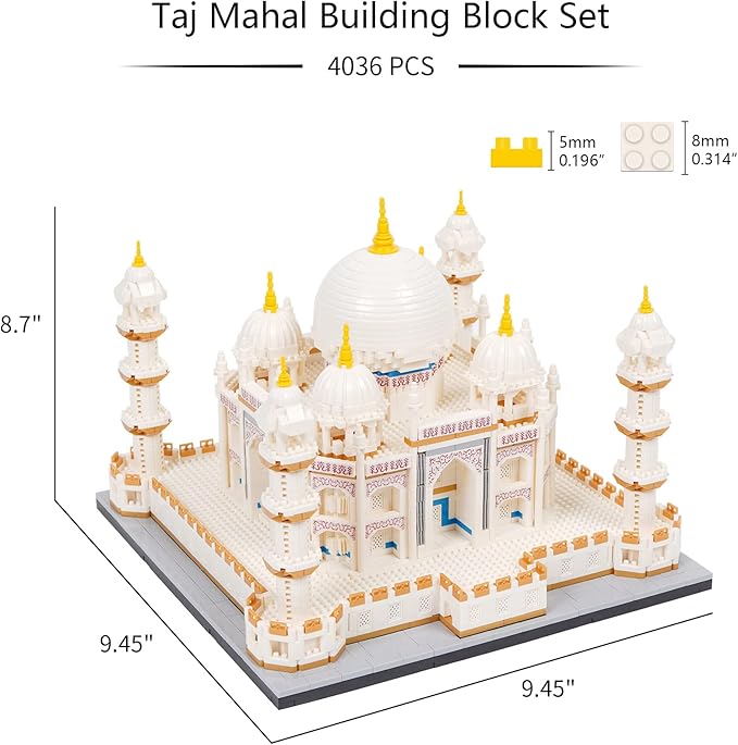 Micro Mini Blocks Architecture Taj Mahal Model Building Blocks Set Architecture Collection (4036 PCS)