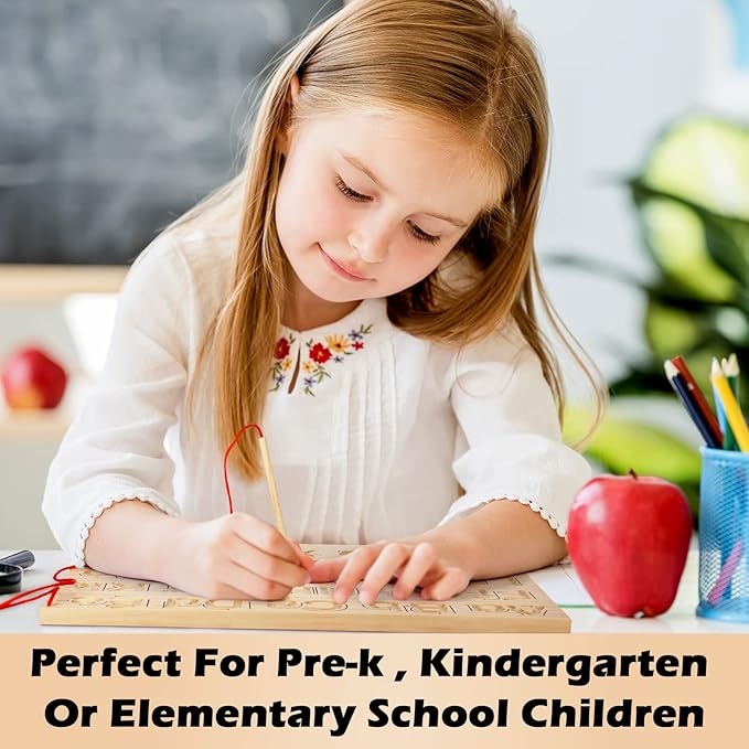 Montessori Wooden Alphabet Number Tracing Board Toddler Writing Tools for Beginners Double Sided Wooden Letter Board Wood Handwriting Alphabet Practicing Board for Toddlers and Preschoolers Age 3+