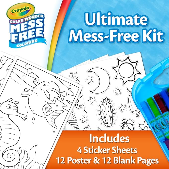 Crayola Color Wonder Mess Free Coloring Kit (50+ Pcs), Mess Free Markers, Mess Free Coloring Pages, Carrying Case, Toddler Gifts