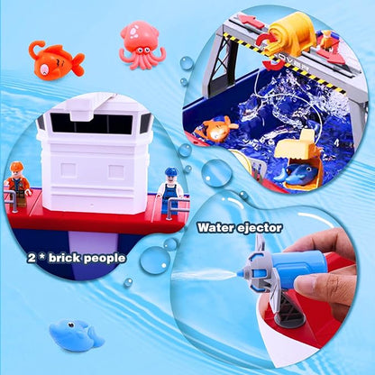 Play Sink Toy with Running Water, Kitchen Dishwasher Play Kitchen Toys with Floating Fishes & Kitchenware, Pool Fishing Toys for Water Play