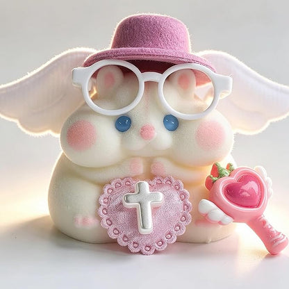 Handmade Taba Squishy Hamster Toy, Cute Squishy Hamster Fidget Toy, Soft Silicone Mochi Furry Toy, Stress Relief Gift for Adults & Kids (White Angel)