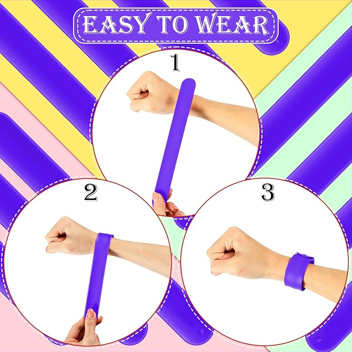 12 Pcs Silicone Slap Bracelets DIY Slap Bands Party Favors Bulk Blank Soft Wristband Wrist Snap Band for Craft Project DIY Painting Birthday Party Halloween Christmas