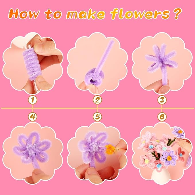 100Pcs Pipe Cleaners, Pipe Cleaners Craft, Chenille Stems Creative Craft Pipe Cleaners for Festivals Flower Making, Crafting Pipe Cleaners for DIY Decorations/Rose