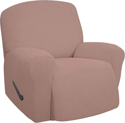 Easy-Going Oversized Recliner Stretch Sofa Slipcover Sofa Cover 1 Piece Furniture Protector Couch Soft with Elastic Bottom Kids,Polyester Spandex Jacquard Fabric Small Checks(Oversize Recliner,Pink)