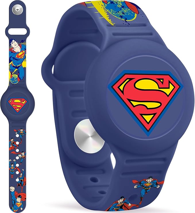 for Airtag Bracelet for Kids, Cute Cartoon Waterproof Air Tag Holder for Toddlers Wristband with Hidden Design, Soft Silicone Airtag Case for Child, Deep Blue