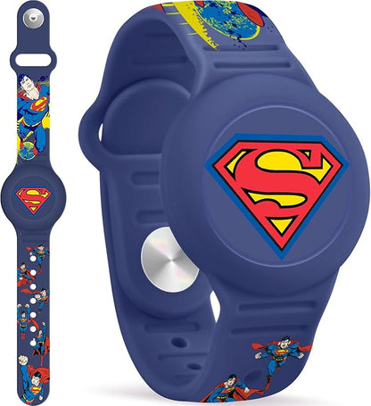 for Airtag Bracelet for Kids, Cute Cartoon Waterproof Air Tag Holder for Toddlers Wristband with Hidden Design, Soft Silicone Airtag Case for Child, Deep Blue