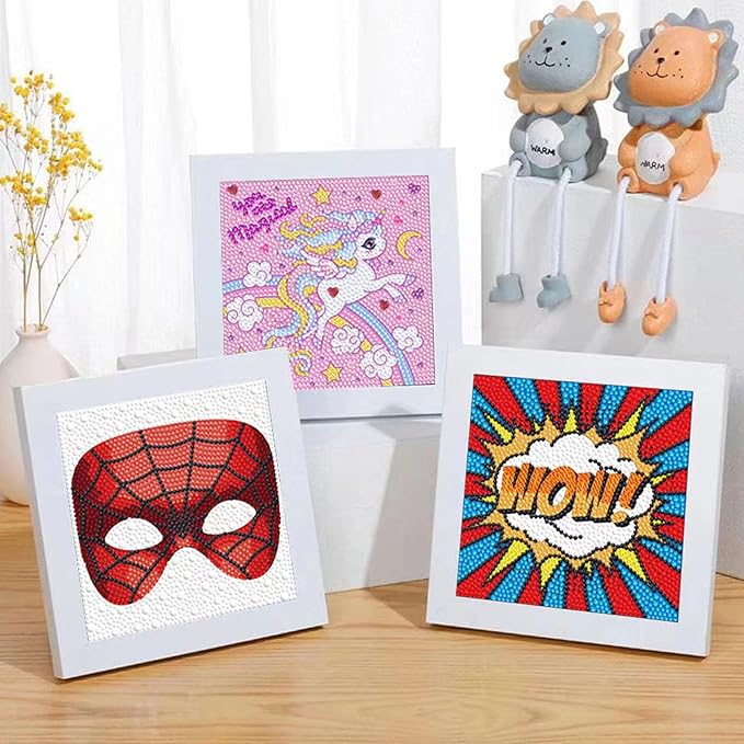 Junrife 5D Diamond Craft Kits Stickers for Kids,Gem Kids' Paint by Number Kits Mosaic Sticker - Best Gifts for Girls Over Ages 6 Easy for Kids Adult Beginners