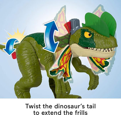 Fisher-Price Imaginext Jurassic World Dinosaur Toy Thrash Attack Dilophosaurus 16+ Inch with Lights & Sounds for Pretend Play Kids Ages 3+ Years