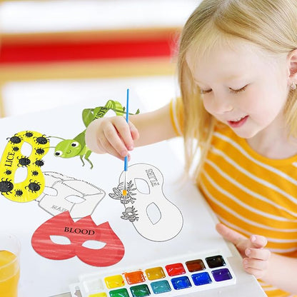 TICIAGA DIY Coloring Passover Masks - 30PCs Color Your Own Passover Masks Kit for Kids 10 Plagues DIY Magic Art Craft Kits DIY Passover Party Costume Decorations Accessories for Classroom Activities