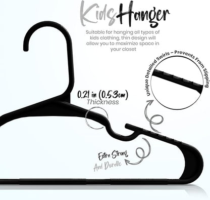 Utopia Home 20 Pack Kids Hangers - 11.5 Inch Plastic Baby Hangers for Closet - Childrens Hangers for Clothes & Infant Hangers for Closet - Ideal for Everyday Standard Use (Black)