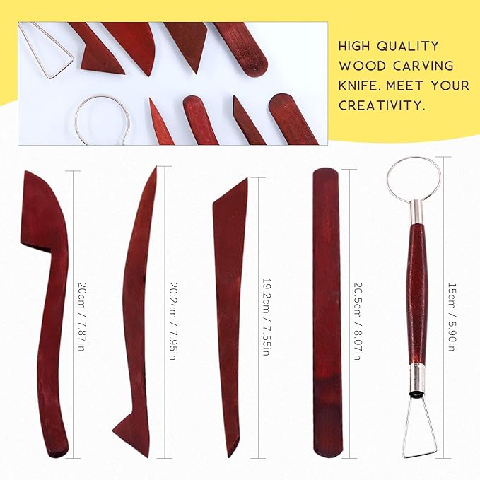 Swpeet 29Pcs Hand Modeling Clay Sculpting Tools Kits, Ball Stylus Tool, Wooden Dotting Tools, Rubber Tip Pens, Sculpture Knives, Ceramic Pottery Tools Sculpting Kit for Making Modeling Clay