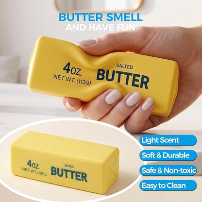 1PC Butter Squishy, Soft Slow Rising Squeeze Toys, Butter Stick Squishy Fidget Toys and Stress Balls Squishies for Office Desk Toys, Party Favors & Birthday Gifts(Yellow)
