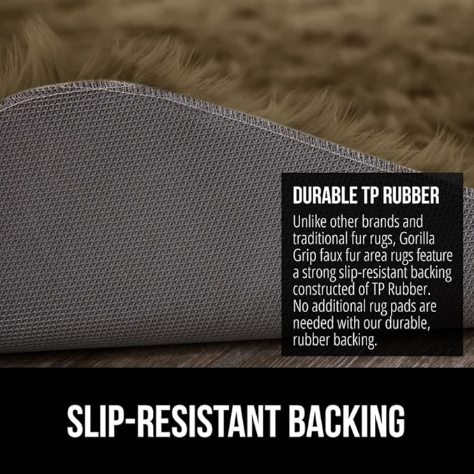 Gorilla Grip Fluffy Faux Fur Rug, Machine Washable Soft Furry Area Rugs, Rubber Backing, Plush Floor Carpets for Baby Nursery, Bedroom, Living Room Shag Carpet, Luxury Home Decor, 2x8 Runner, Brown