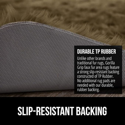 Gorilla Grip Fluffy Faux Fur Rug, Machine Washable Soft Furry Area Rugs, Rubber Backing, Plush Floor Carpets for Baby Nursery, Bedroom, Living Room Shag Carpet, Luxury Home Decor, 2x8 Runner, Brown