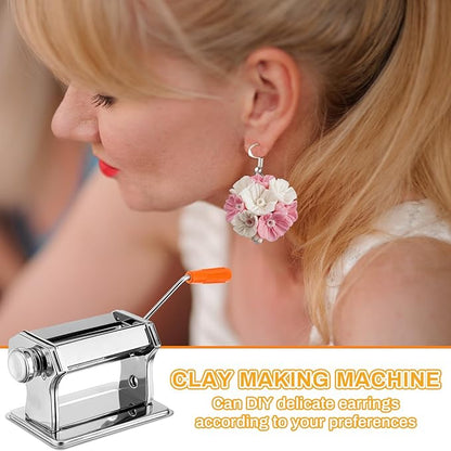 Huquary 2751 Pcs Polymer Clay Cutters for Earrings Making Polymer Clay Press Machine Jewelry Accessories Modeling Clay Sculpting Tools Clay Roller Acrylic Sheet Clay Earring Making Kit for DIY