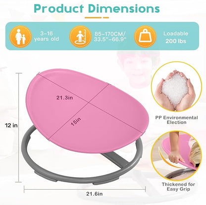 BABAMU Sensory Chair for Kids Autism Sensory Products Sit and Spin Autism Toys Spinning Chair ADHD Chair Swivel Chair Training Body Coordination (Pink)