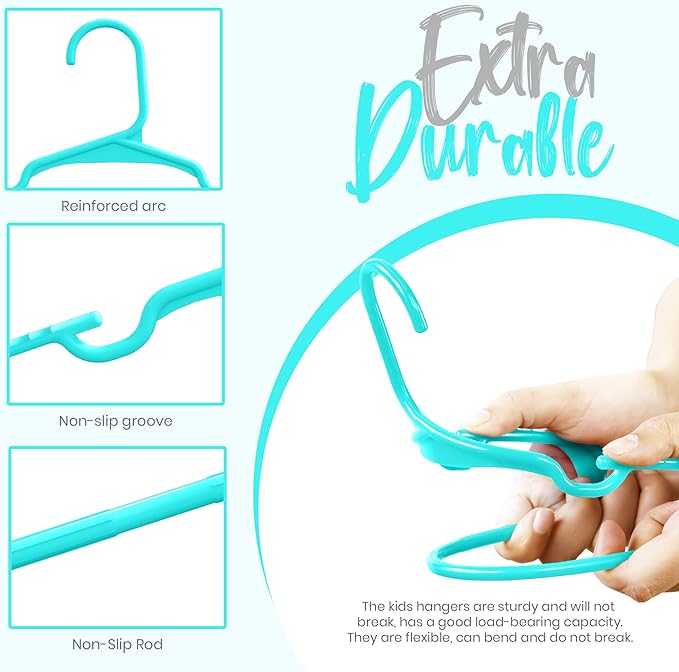 Utopia Home 40 Pack Kids Hangers - 11.5 Inch Plastic Baby Hangers for Closet - Childrens Hanger for Clothes & Infant Hanger for Closet - Ideal for Everyday Standard Use (Teal)