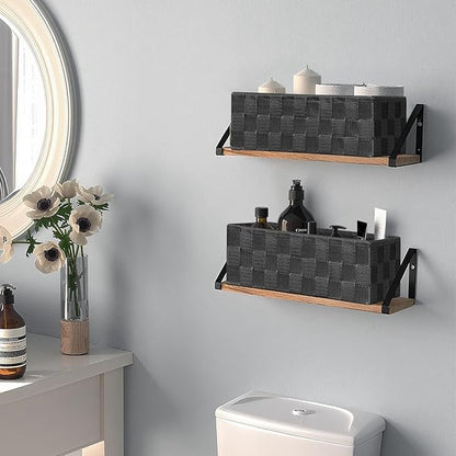 Posprica Woven Baskets, Storage Baskets for Organizing (Set of 8), Cube Baskets Bin Container Matching Storage Boxes Organizers for Pantry, Office, Shelves, Media-room