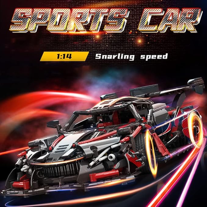 Mesiondy Adults Challenging Racing Car Building Blocks Kit，1:14 1391 Pieces Car Model Building Set DIY Toys for Boys Age 12 13 14 15 16