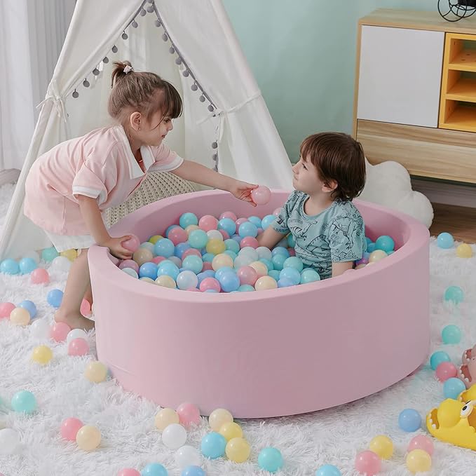 SHJADE Foam Ball Pit for Toddlers, 35.4"x 11.8" Kids Ball Pit, Soft Round Baby Ball Pool, Ideal Gift for Girls and Boys, Indoor and Outdoor Game(Green, NO Balls)