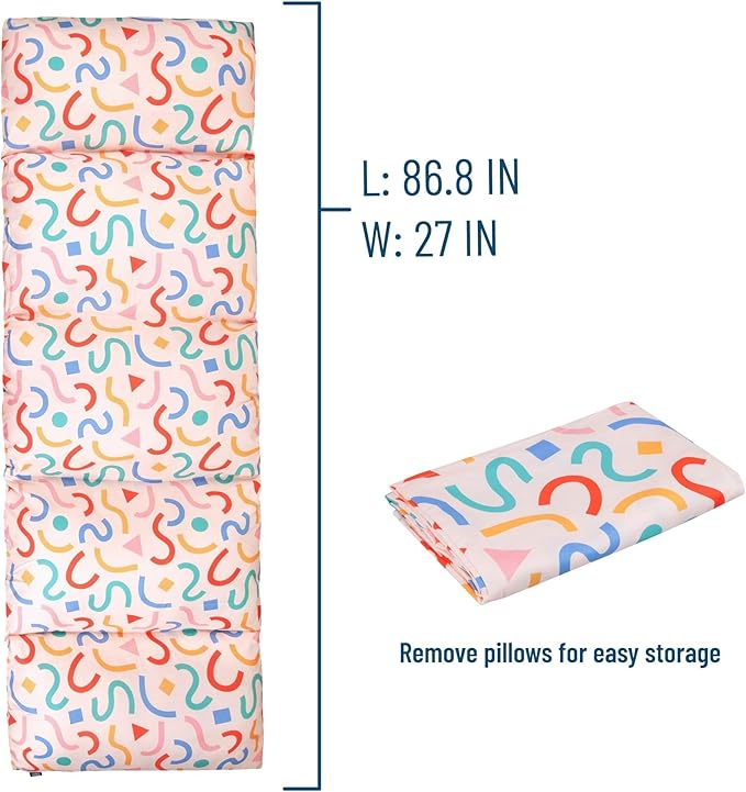 Wildkin Microfiber Pillow Lounger, 87 X 27 Inches, Confetti Peach