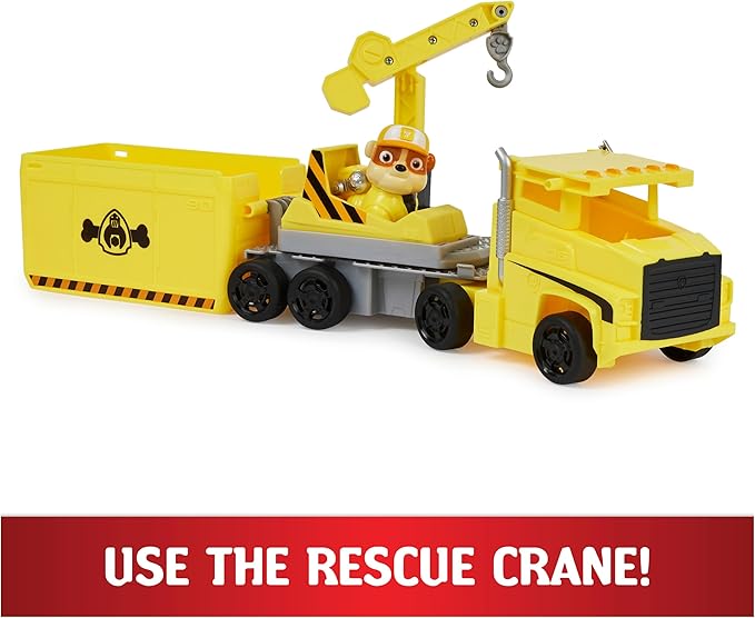 Paw Patrol, Big Truck Pup’s Rubble Transforming Toy Trucks with Collectible Action Figure, Kids Toys for Ages 3 and Up