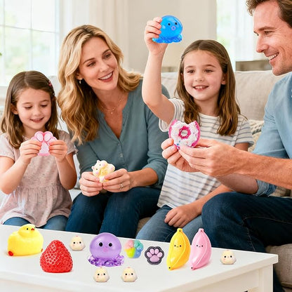 20Pcs Taba Squishy Pack Fidget Toys, Include Squishies Chick, Cat Paws, Hamster, Strawberry Toys, Sensory Toys for Kids, Classroom Birthday Gifts, Goodie Bag Stress Relief Toys (11big+9small)