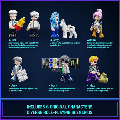 FUNWHOLE Cyberpunk Mansion Lighting Building-Bricks Set - 2524 Pcs Future City Modular Buildings Set Display Idea for Adults and Sci-fi Lovers