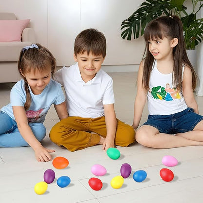 Augshy 14 PCS Egg Shakers Percussion Musical Egg Maracas Easter Egg Kids Toys (Plastic)