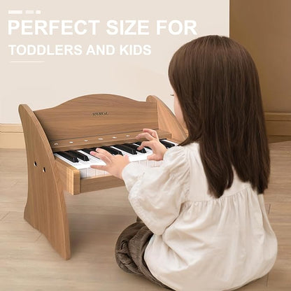 Joyreal Kids Piano Keyboard - 25 Keys Digital Piano Toys with Keyboard Sticker and Touch Sensitive Control Panel,Music Educational Instrument Toy,Wooden Mini Piano Gifts for Girls Boys Ages 3+