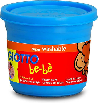 GIOTTO be-bè Finger Paint Set, Box of 4 x 150ml in Assorted Colours (Yellow, Green, Red, and Blue), Super-Washable, Ideal for Children