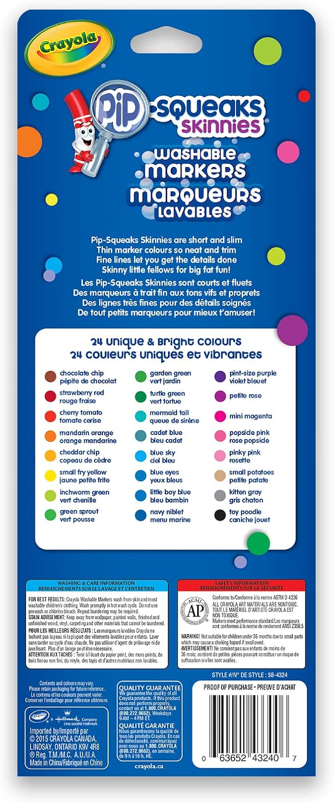 KS Crayola 24 Pip-Squeaks Skinnies Fine Line Washable Markers
