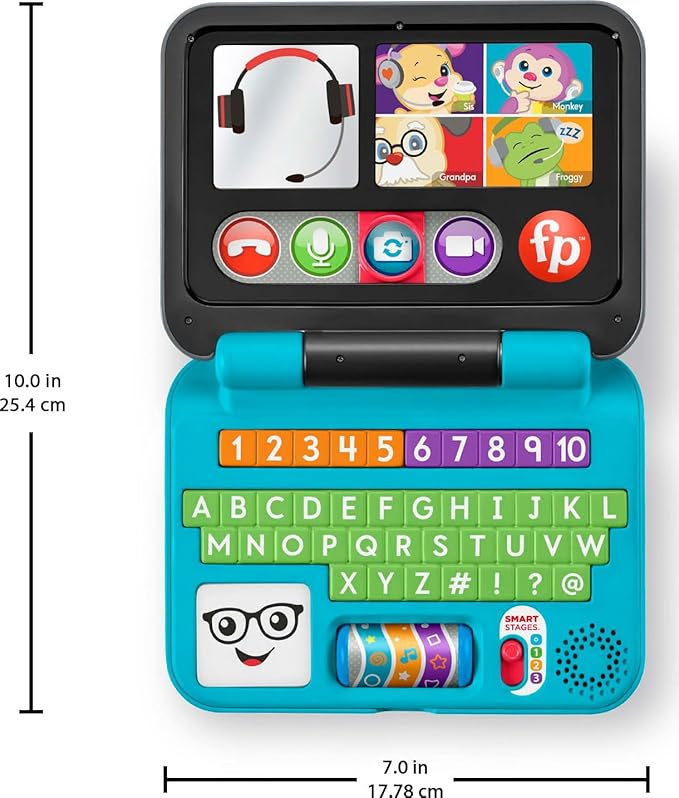 Fisher-Price Baby & Toddler Toy Laugh & Learn Let’s Connect Laptop Pretend Computer with Smart Stages for Infants Ages 6+ Months