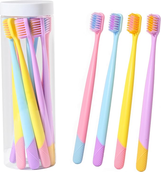 VIWIK 10 Pack Colorful Ultra-Soft Bristle Toothbrush – BPA-Free, Gentle on Gums, Effective Plaque Removal for Sensitive Teeth – Durable, Perfect for Adults and KidC