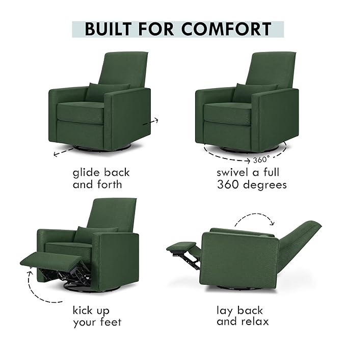 DaVinci Piper Upholstered Recliner and Swivel Glider in Pine Green, Greenguard Gold & CertiPUR-US Certified