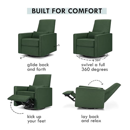 DaVinci Piper Upholstered Recliner and Swivel Glider in Pine Green, Greenguard Gold & CertiPUR-US Certified