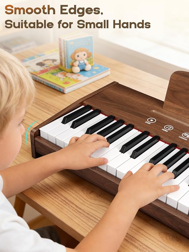 Kids Piano Keyboard, 37 Keys Digital Piano for Kids, Touch Button, Music Educational Instrument Toy, Wood Toy for 3+ Girls and Boys(Dark Brown)