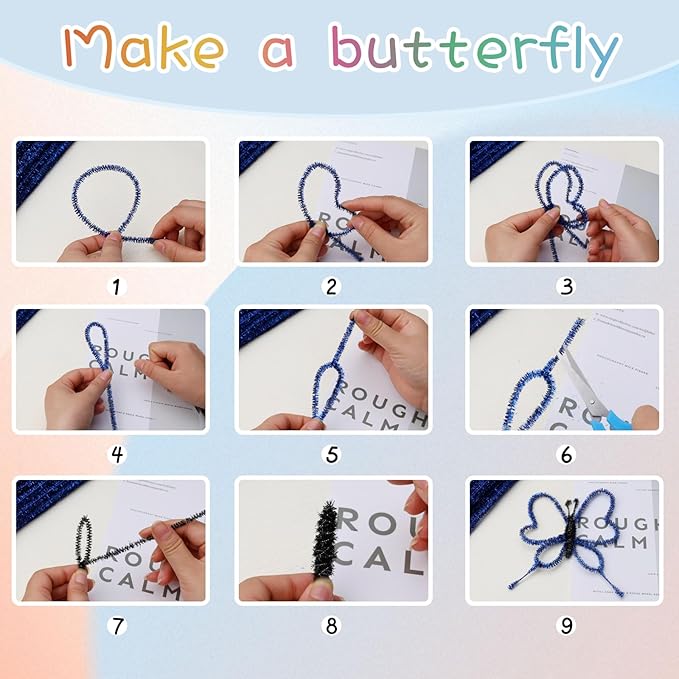 Hssugi Pipe Cleaners, 100PCS Christmas Pipe Cleaners Craft Supplies, Glitter White Pipe Cleaners Bulk Fuzzy Sticks for DIY Art and Craft Projects Home Decoration