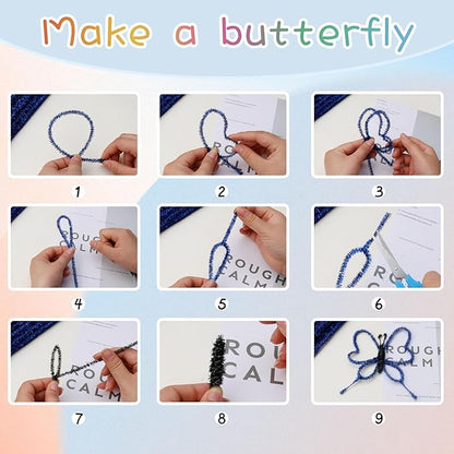 Hssugi Pipe Cleaners, 100PCS Christmas Pipe Cleaners Craft Supplies, Glitter White Pipe Cleaners Bulk Fuzzy Sticks for DIY Art and Craft Projects Home Decoration