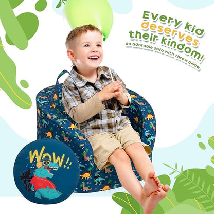 ALIMORDEN Snug-Arch Toddler Couch, Comfy Foam Baby Chair, Ergonomic Toddler Chair with a Snug Embrace Design for Boys and Girls, Dinosaur