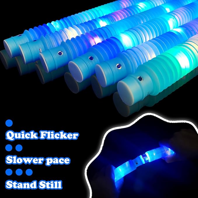 12 PCS Blue Glow Sticks for Kids,Light Up Pop Tubes Valentines Day Party Favors for Toddlers,Goodie Bag Stuffer Fillers,Birthday Mardi Gras Party Gifts Non Candy Treats Prizes Toy for Boy Girl